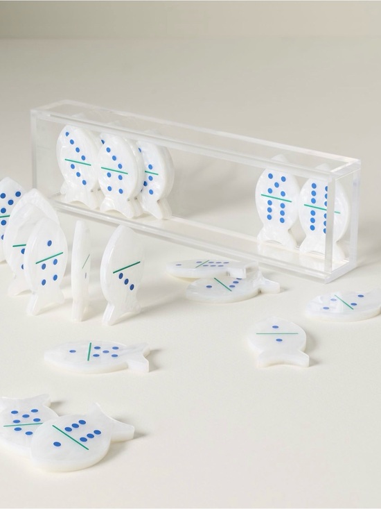Anthropologie Other - Acrylic fish dominoes set of 28 in a clear case